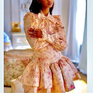 Selkie‎ The Renaissance Girl Elizabeth Long Sleeve Ruffle Tie Neck Top Sz 4X NEW
